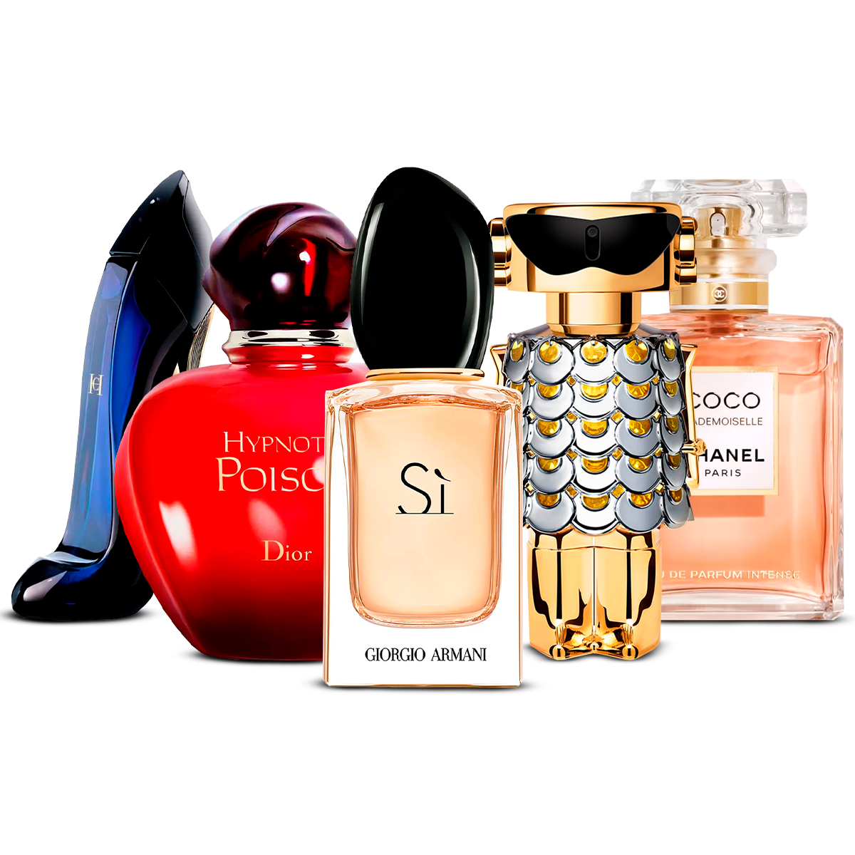 Zestaw 5 Perfum – Good Girl, Hypnotic Poison, Sì, Fame i Coco Mademoiselle [100 ml każdy]